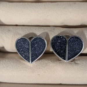 Kate Spade Heart-Shaped Silver and Black Earrings